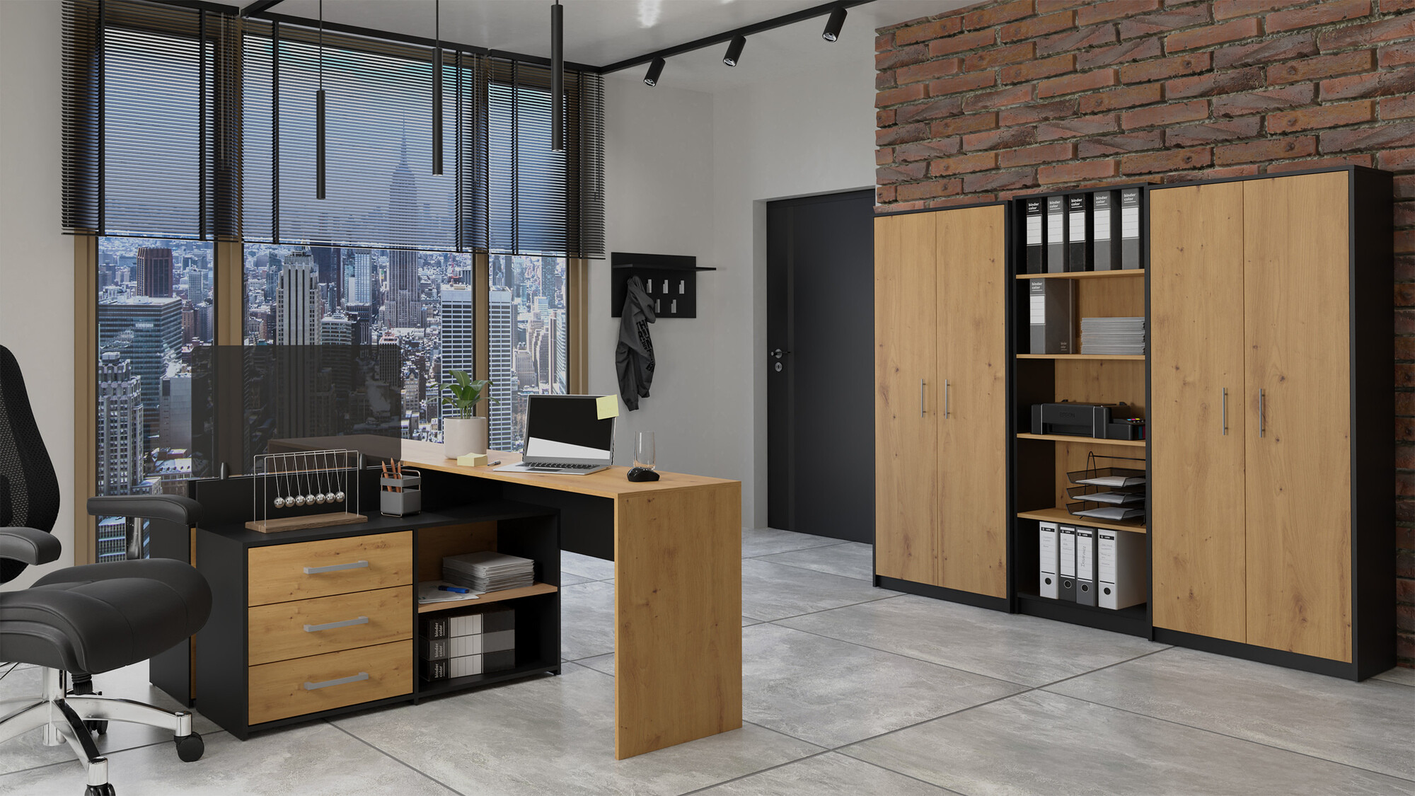 Könyvespolc Mandeville 196 (Antracit + Artisan tölgy)