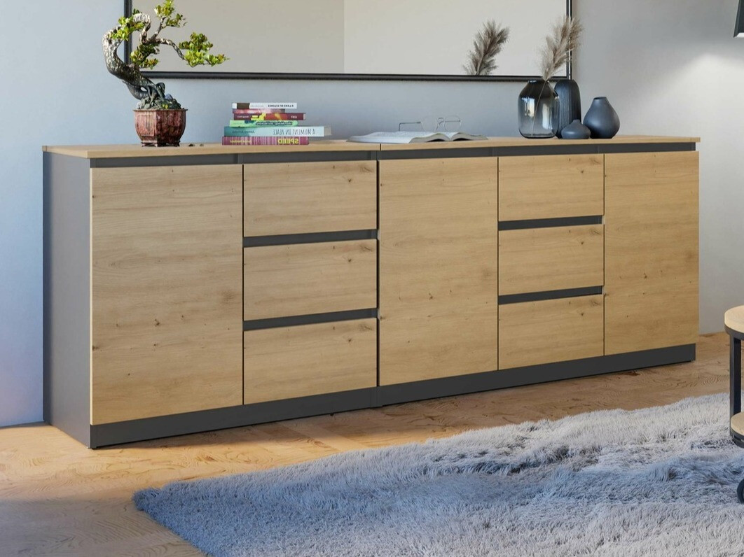 Komód Elbvelu 109 (Antracit + Artisan tölgy)