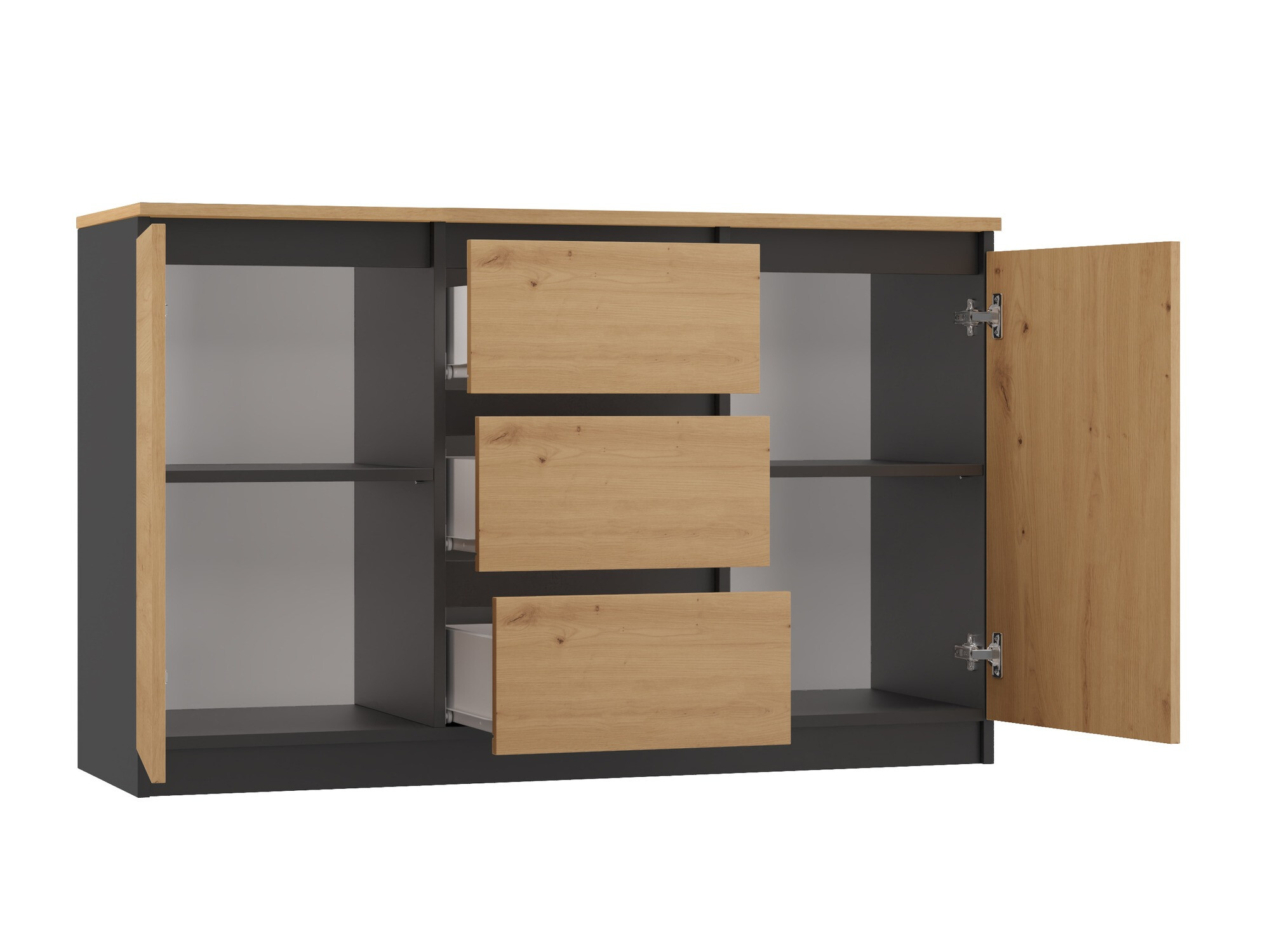 Komód Elbvelu 109 (Antracit + Artisan tölgy)