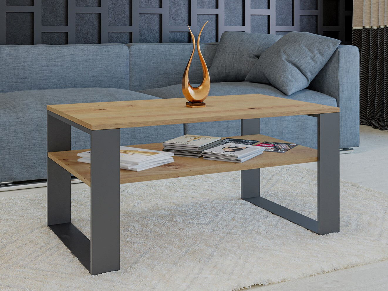 Dohányzóasztal Mandeville 208 (Artisan tölgy + Antracit)