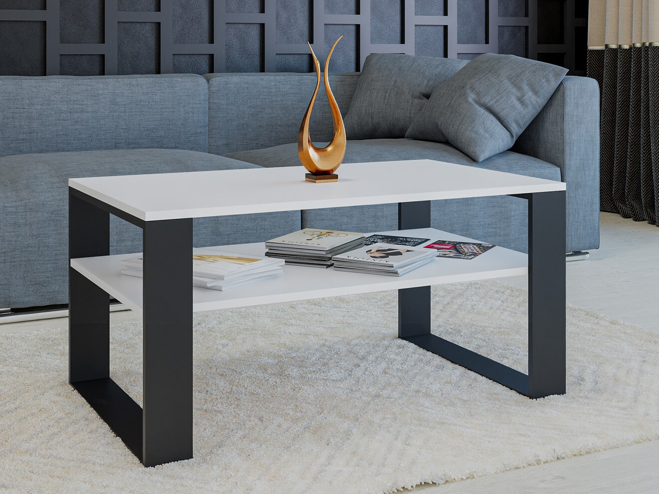 Dohányzóasztal Mandeville 208 (Fehér + Fekete)