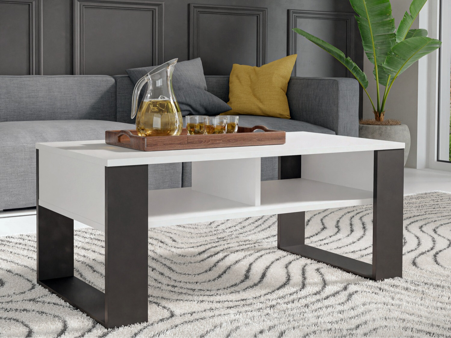 Dohányzóasztal Mandeville 209 (Fehér + Fekete)