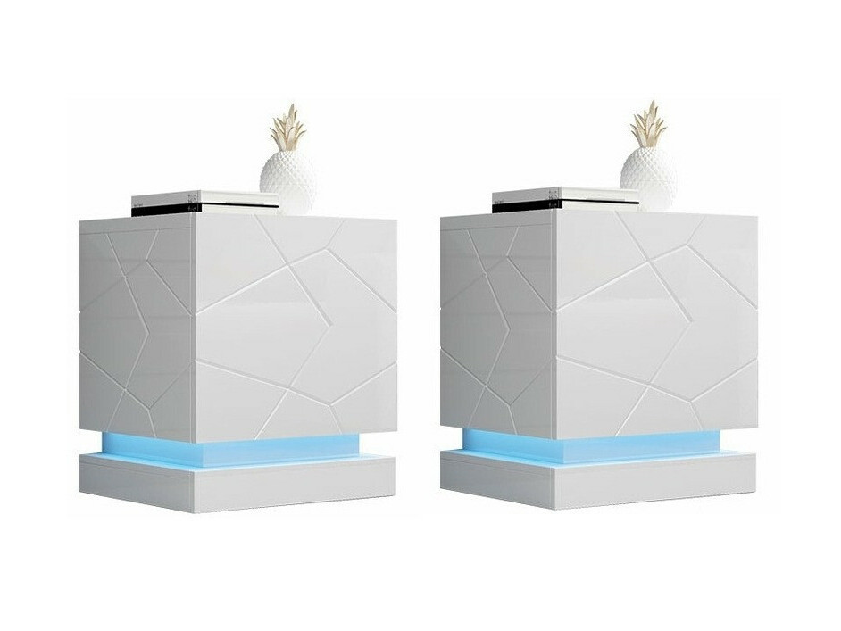 Éjjeliszekrény szett Charlotte 187 (Fehér + Fényes fehér)