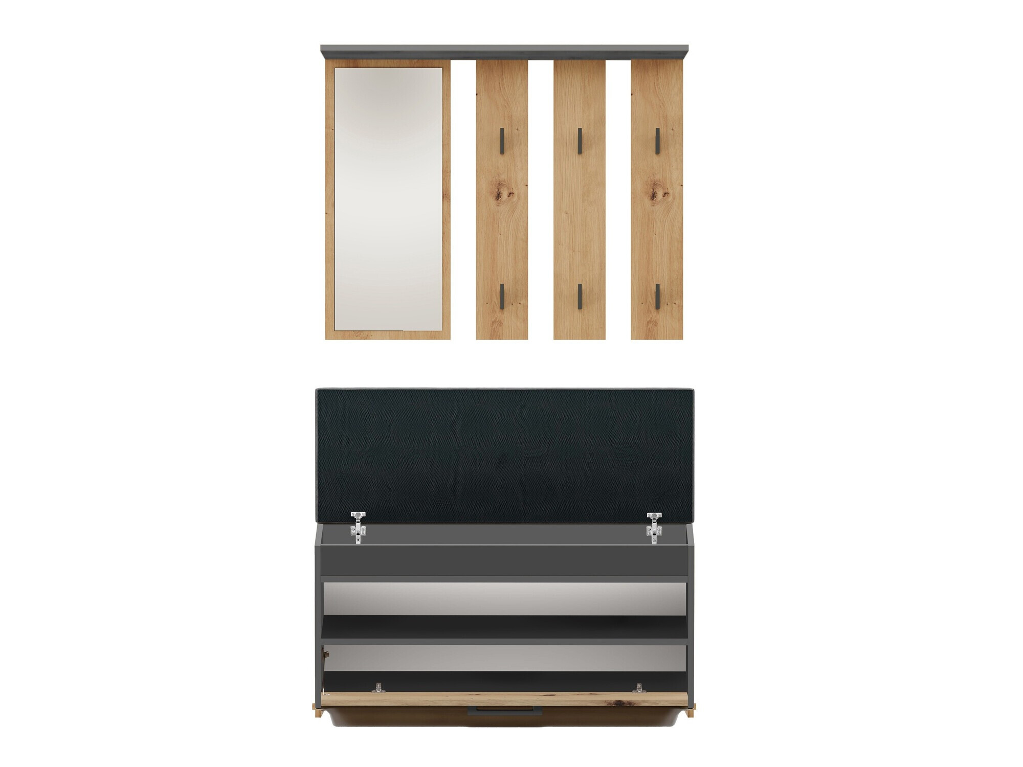 Előszoba garnitúra Mandeville 218 (Antracit + Artisan tölgy)