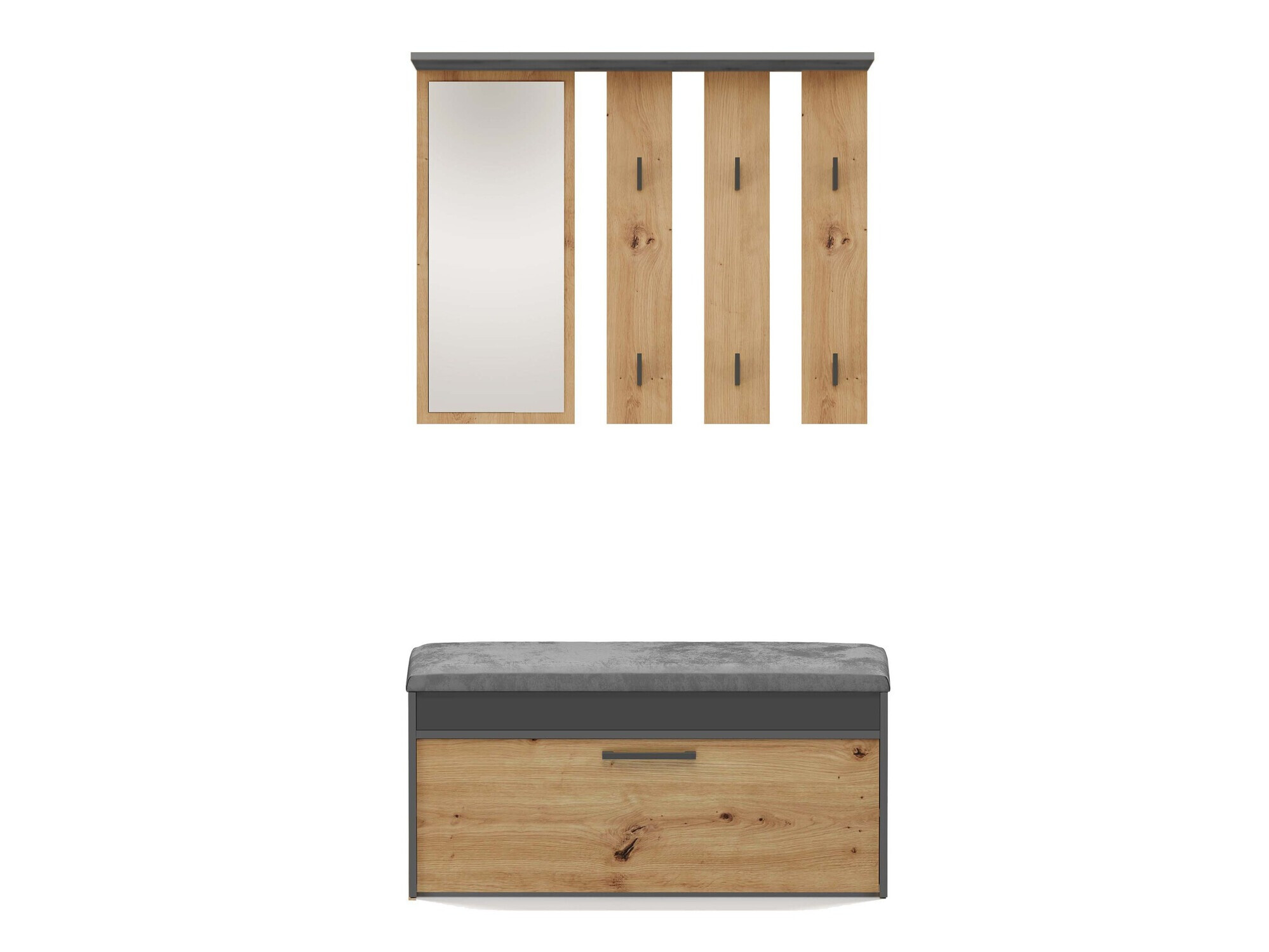 Előszoba garnitúra Mandeville 218 (Antracit + Artisan tölgy)