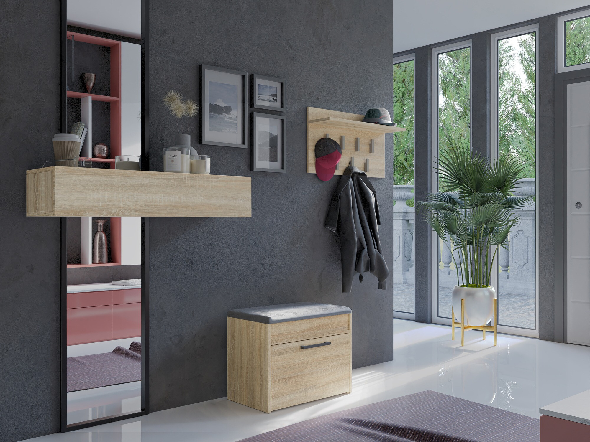 Cipőtároló Mandeville 219 (Sonoma tölgy)