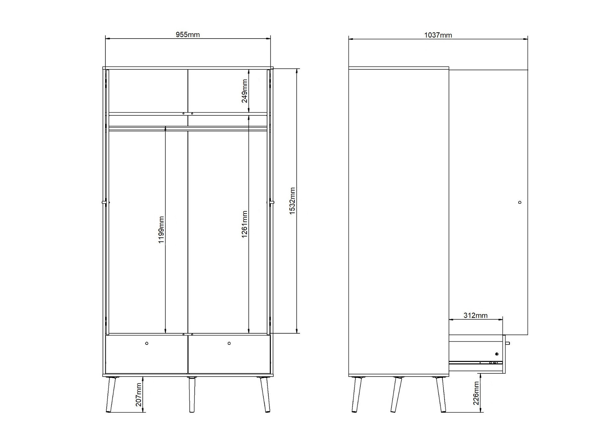 Gardróbszekrény Tustin Y108 (Szürke)