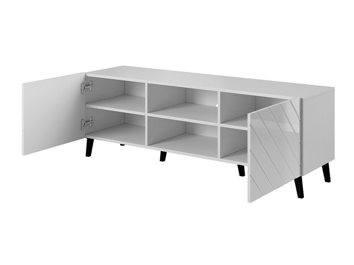 TV-állvány Charlotte 144 (Fekete + Fényes fekete)