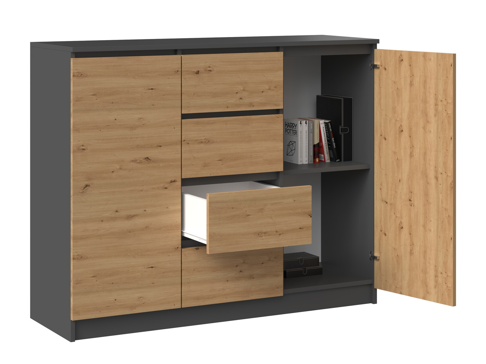 Komód Elbvelu 113 (Antracit + Artisan tölgy)