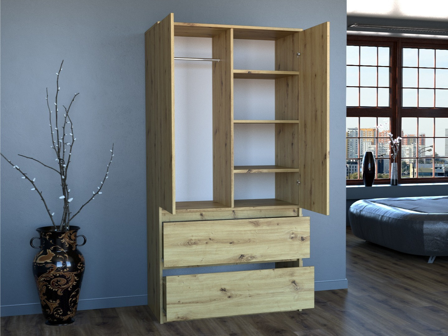 Gardróbszekrény Elbvelu 116 (Artisan tölgy)