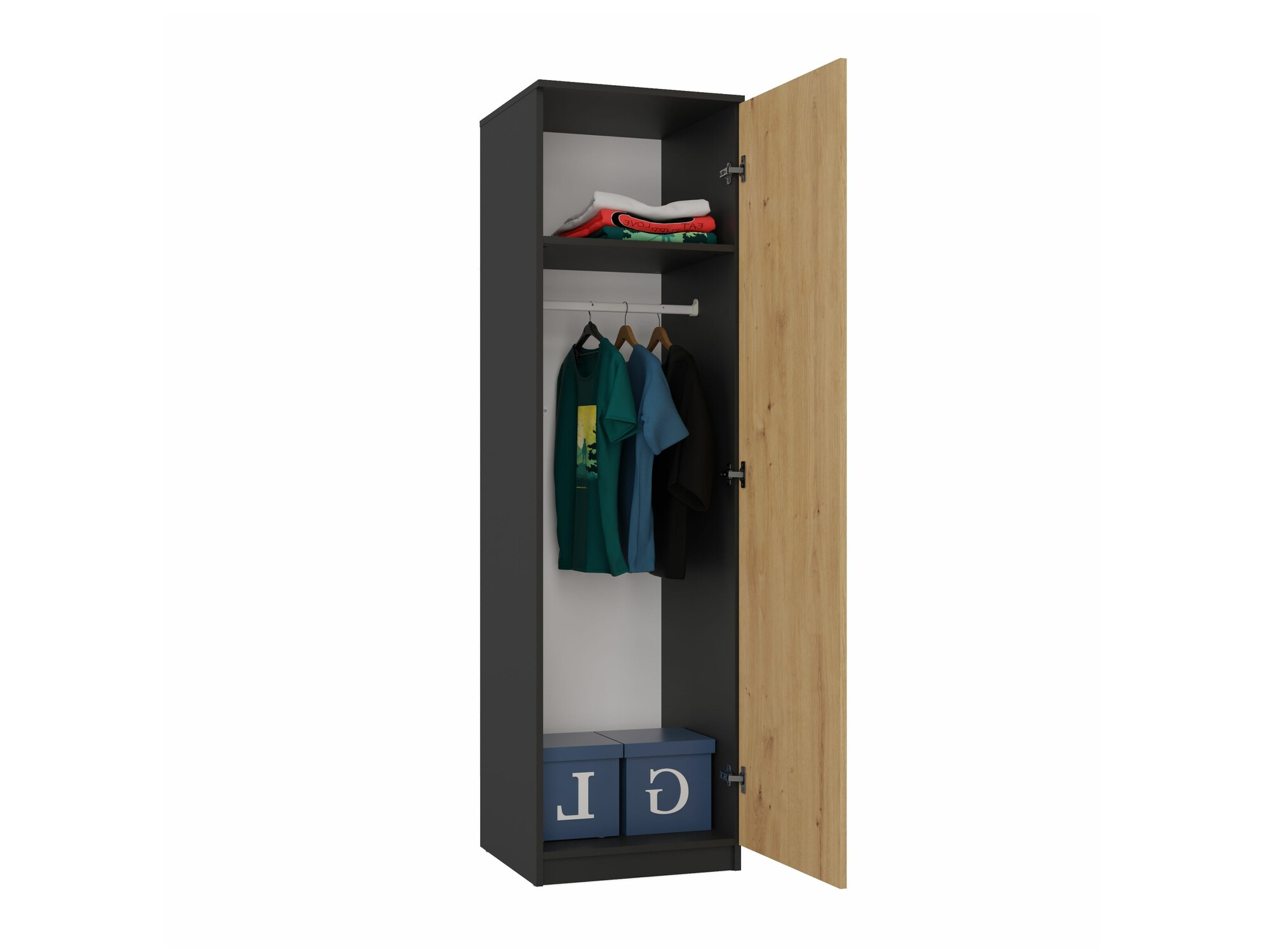 Gardróbszekrény Elbvelu 118 (Antracit + Artisan tölgy)