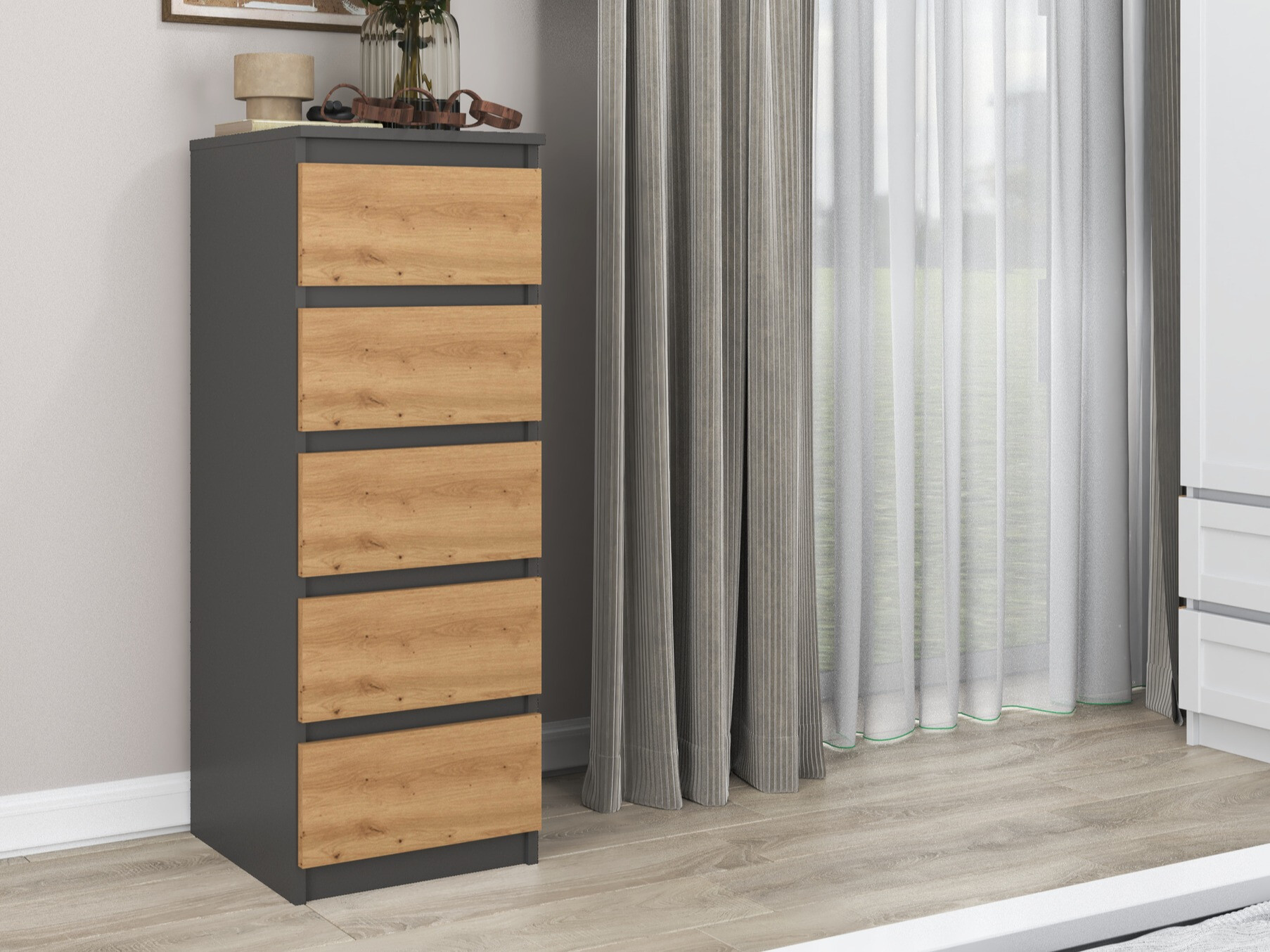 Komód Elbvelu 121 (Antracit + Artisan tölgy)