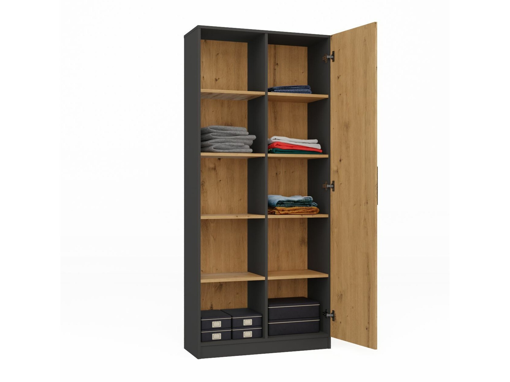 Könyvespolc Elbvelu 122 (Antracit + Artisan tölgy)