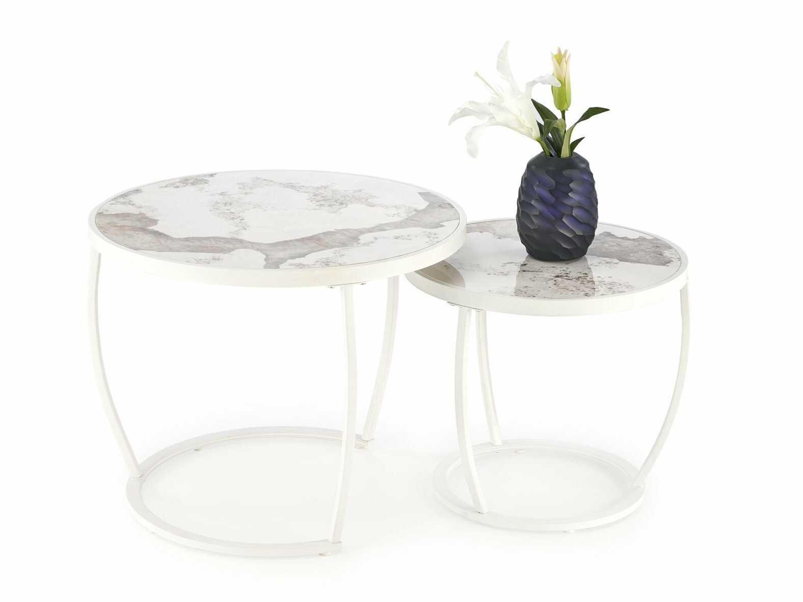 Dohányzóasztal szett Houston 1658 (Fehér + Fehér márvány)