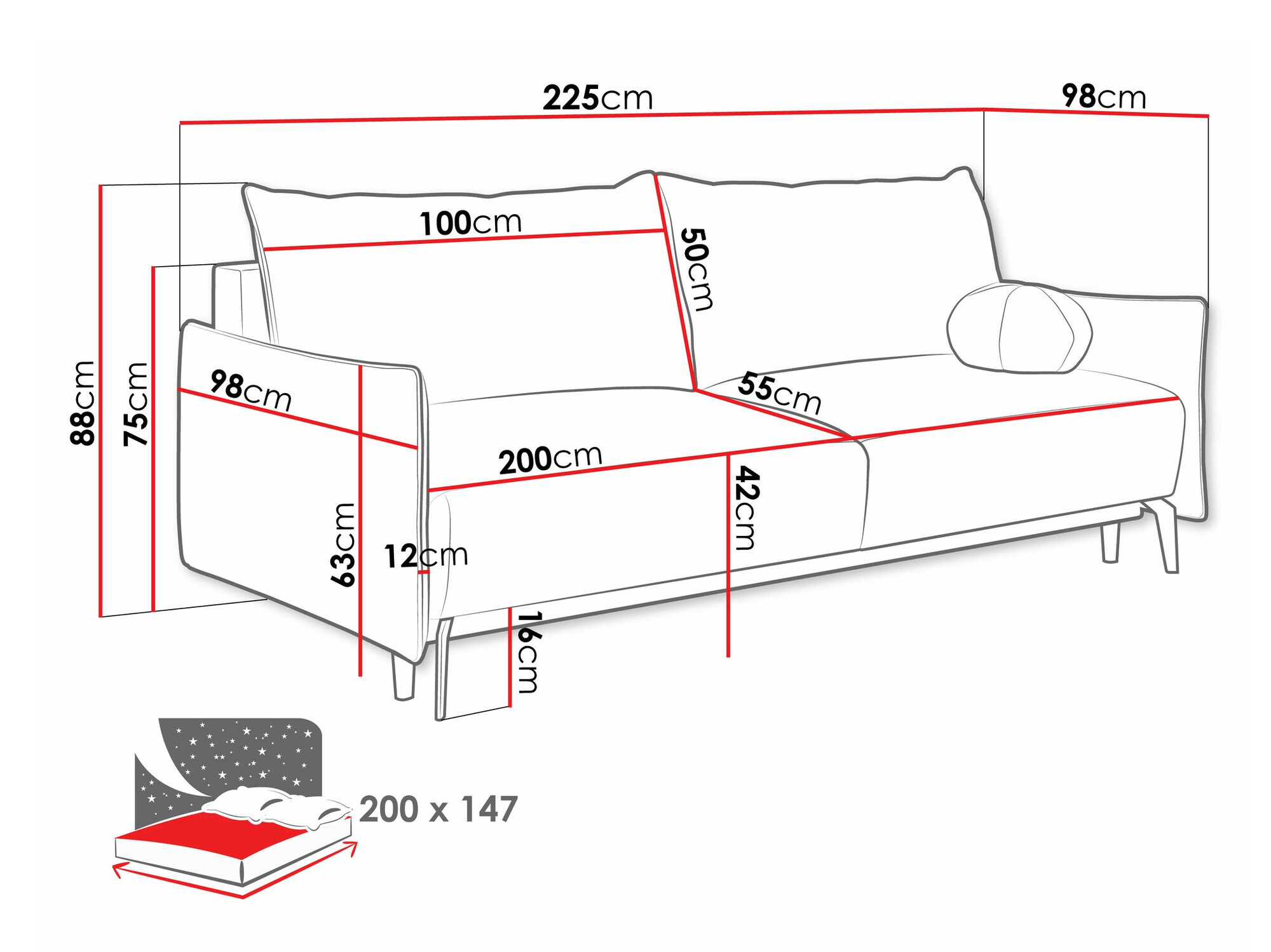 Kanapéágy Columbus 216 (Velo 636)