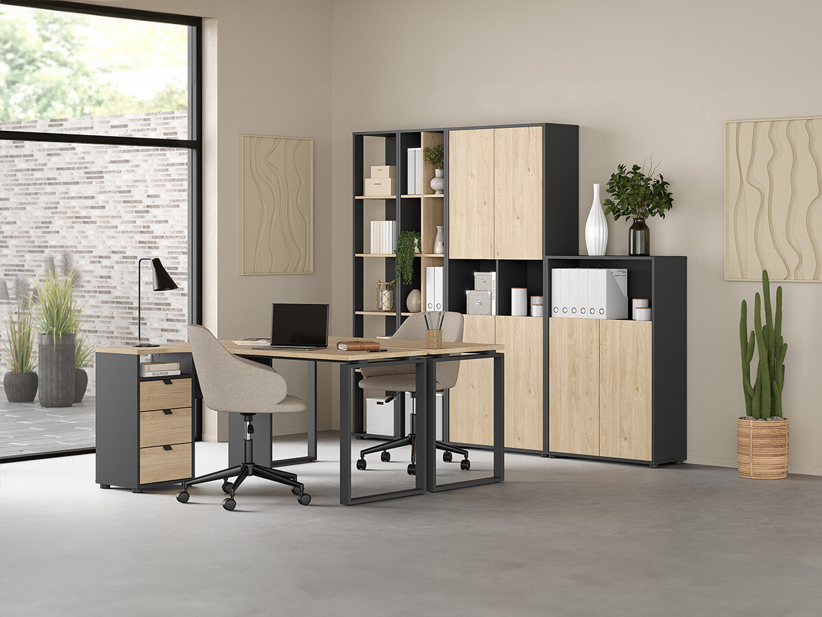 Sarok íróasztal Tustin AA112 (Szürke + Hickory tölgy)