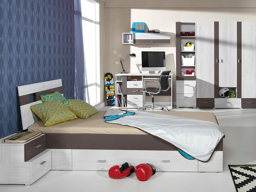 Éjjeliszekrény Omaha D138 (Fehérített fenyő + Barna)