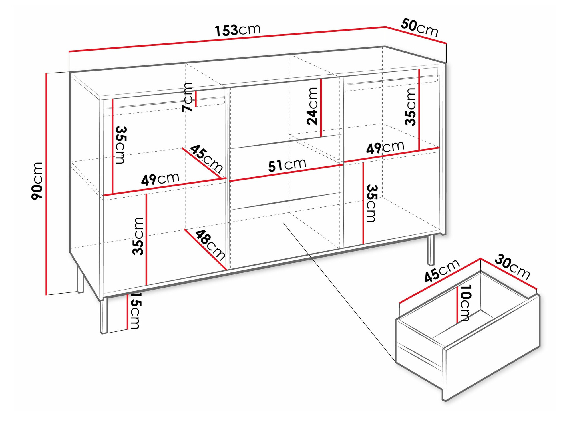 Komód Comfivo Delruva I (Fekete)