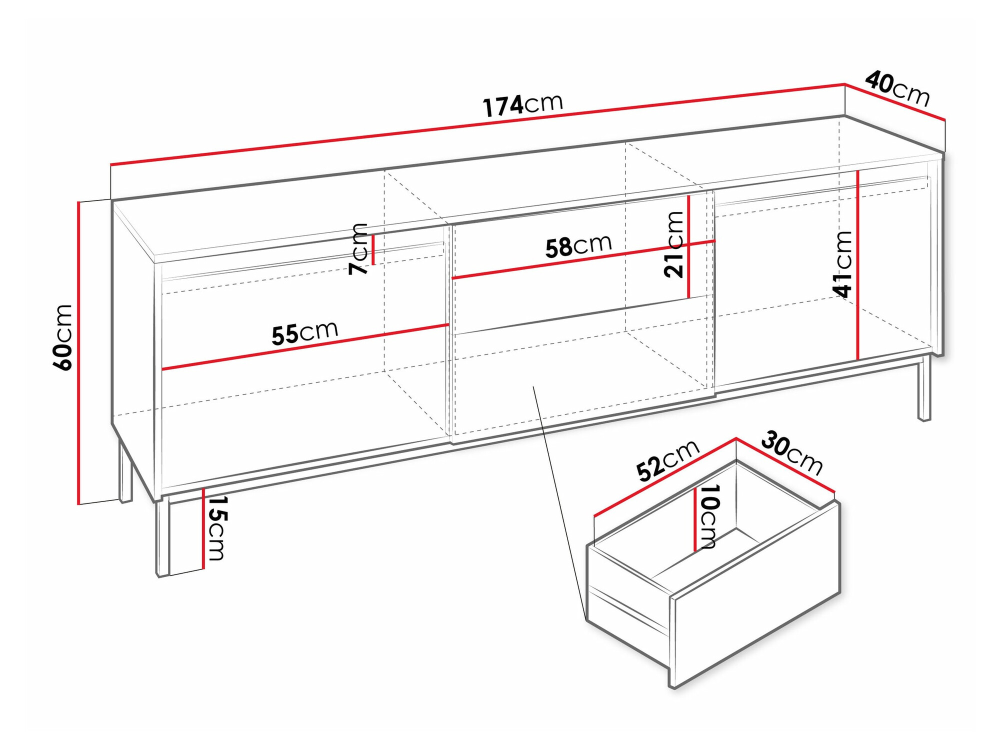 TV-állvány Comfivo Delruva I (Fekete)