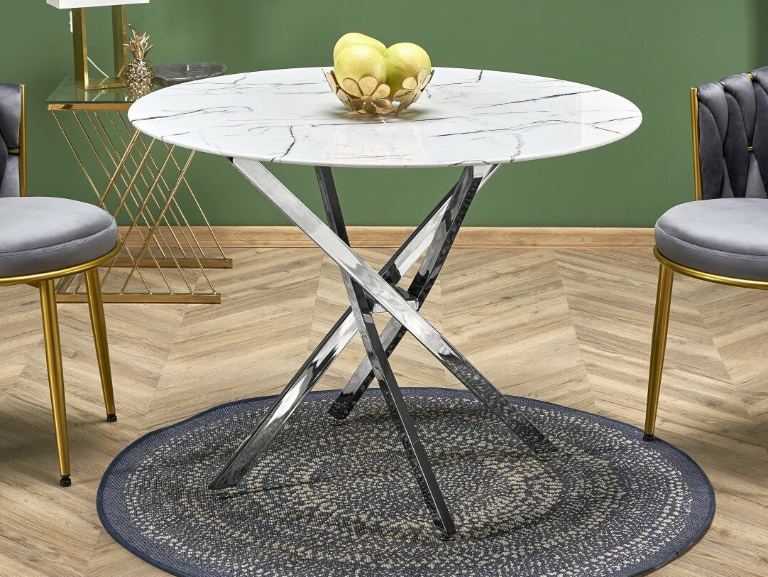 Asztal Houston 1538 (Ezüst + Fehér márvány)