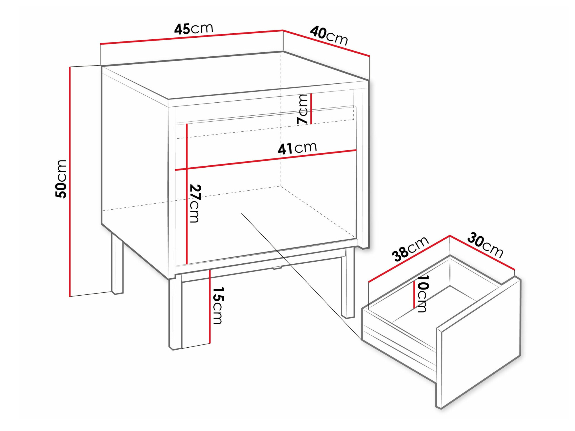 Éjjeliszekrény Comfivo Delruva 105 (Fehér)