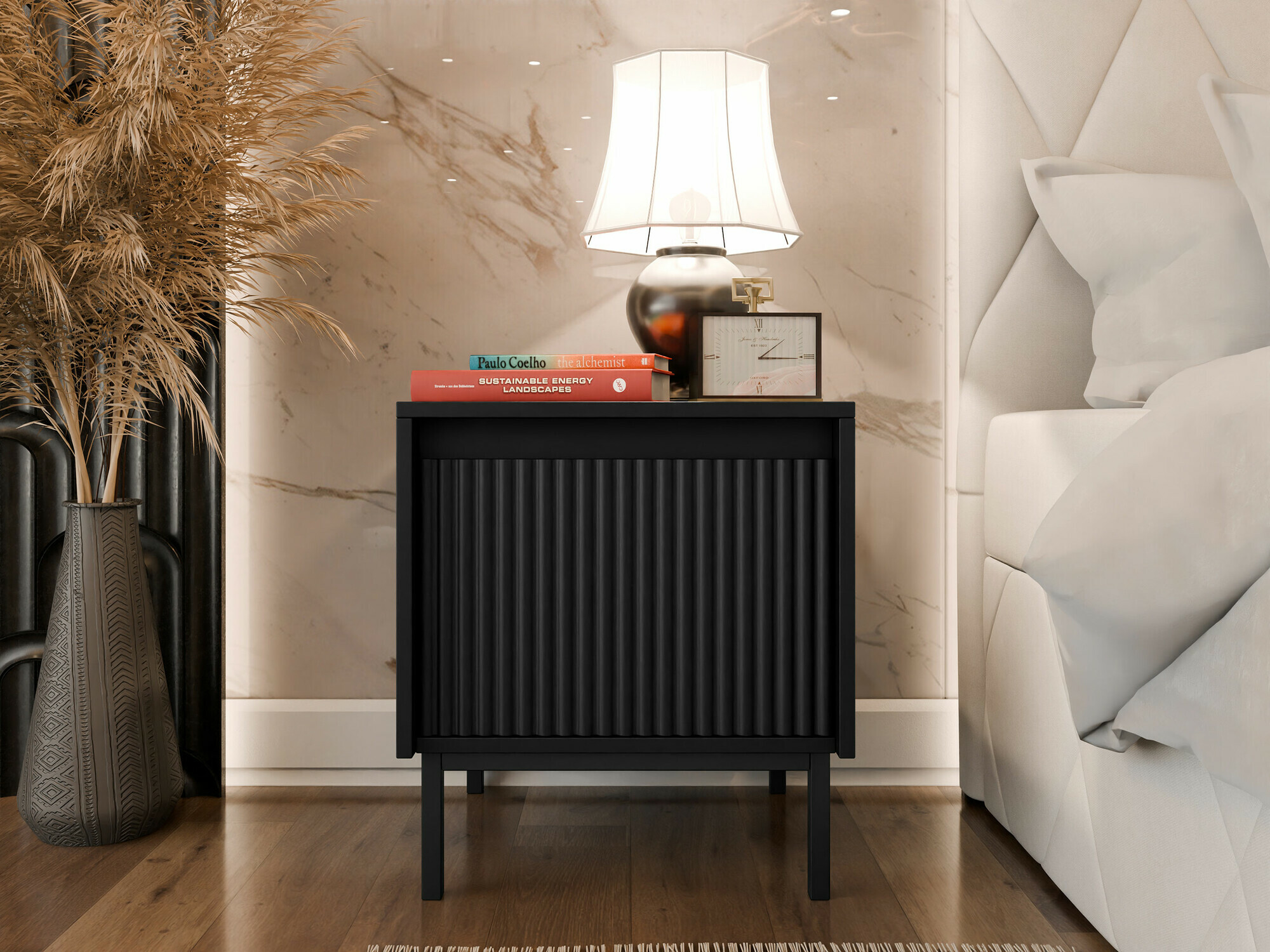 Éjjeliszekrény Comfivo Delruva (Fekete)