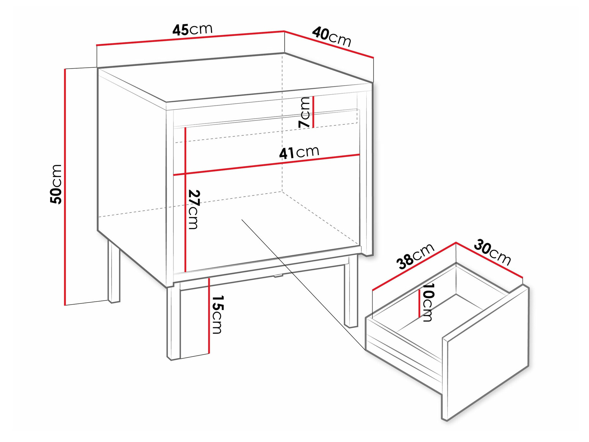 Éjjeliszekrény Comfivo Delruva (Fekete)