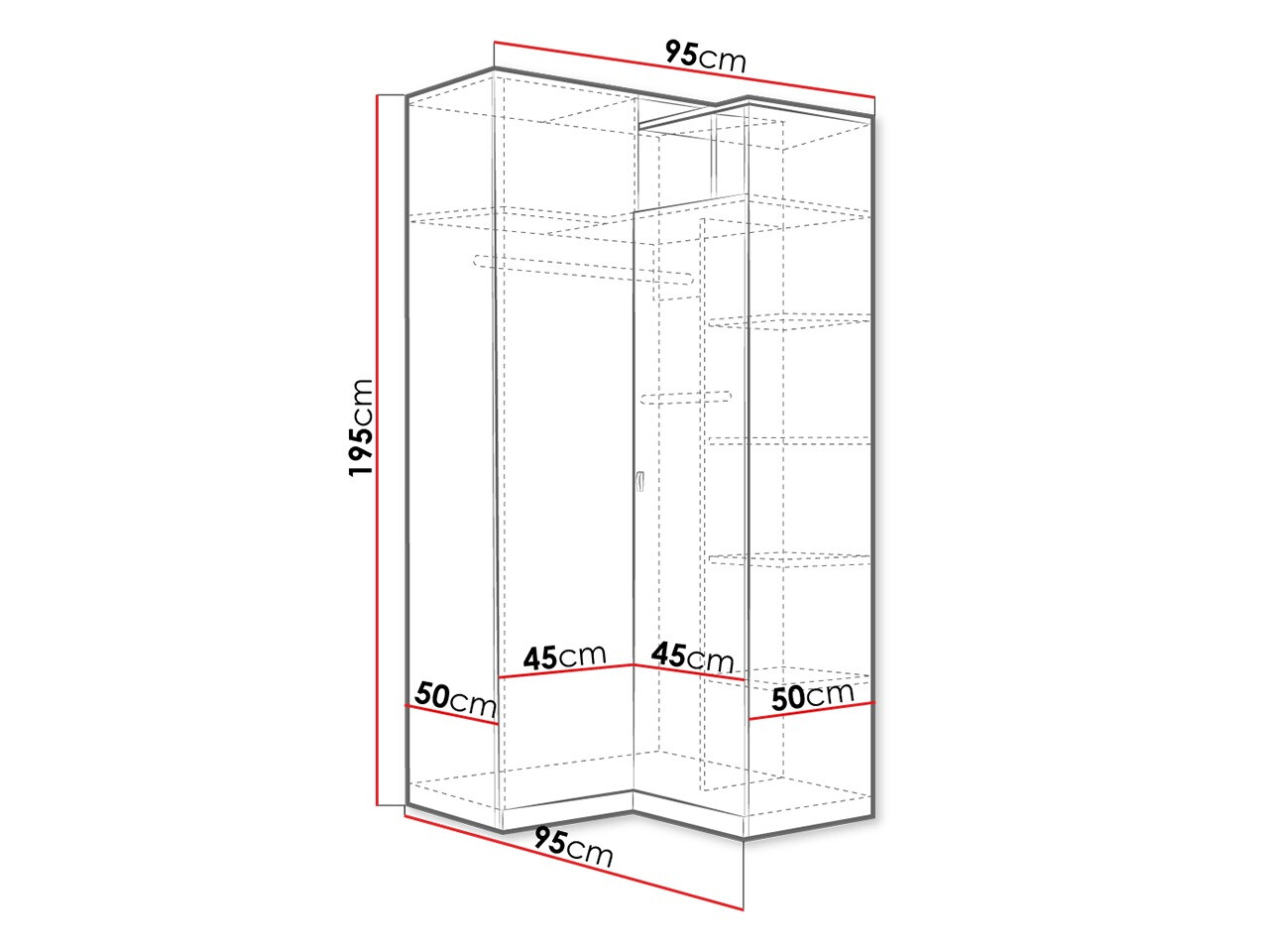Sarokszekrény Omaha F113 (Grafit + Fehér)