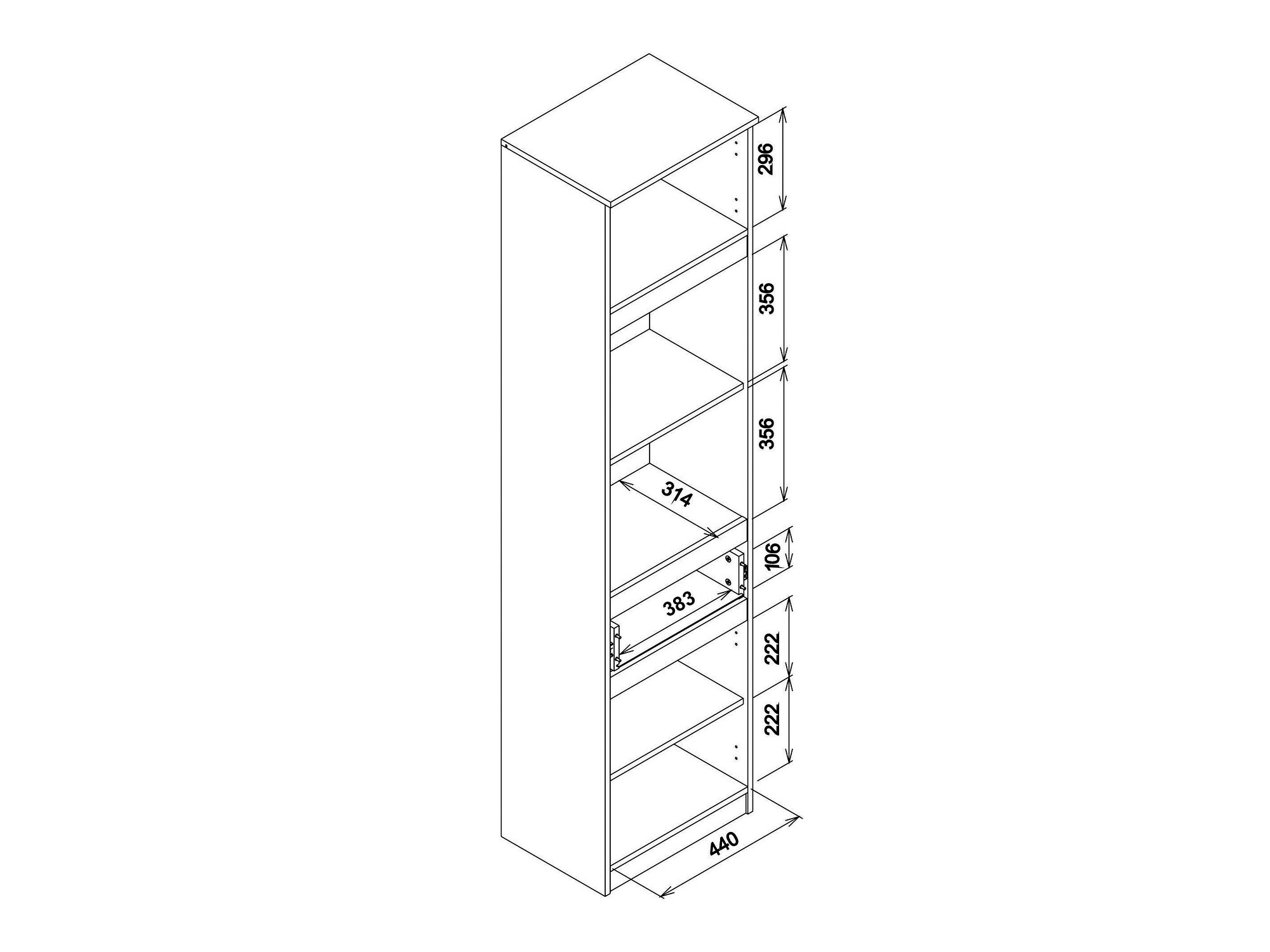 Könyvespolc Orlando 225 (Sötét tölgy)