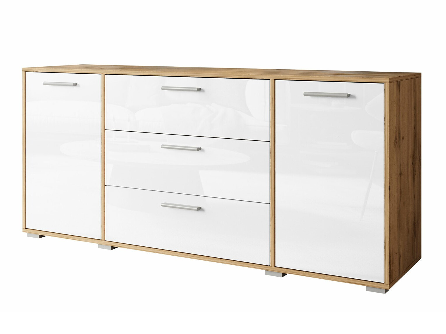 Komód Sarasota 174 (Wotan tölgy + Fényes fehér)