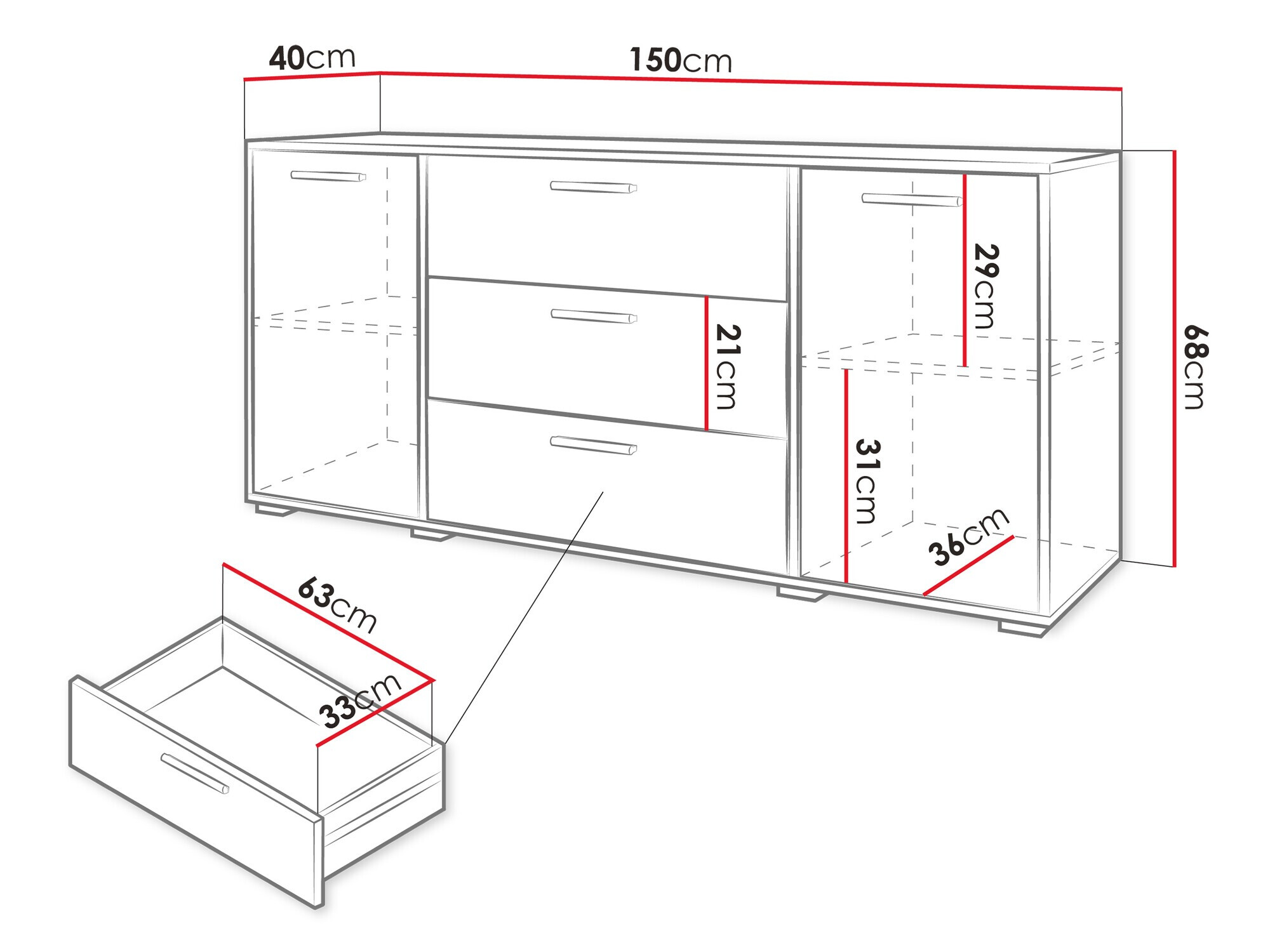 Komód Sarasota 174 (Wotan tölgy + Fényes fehér)