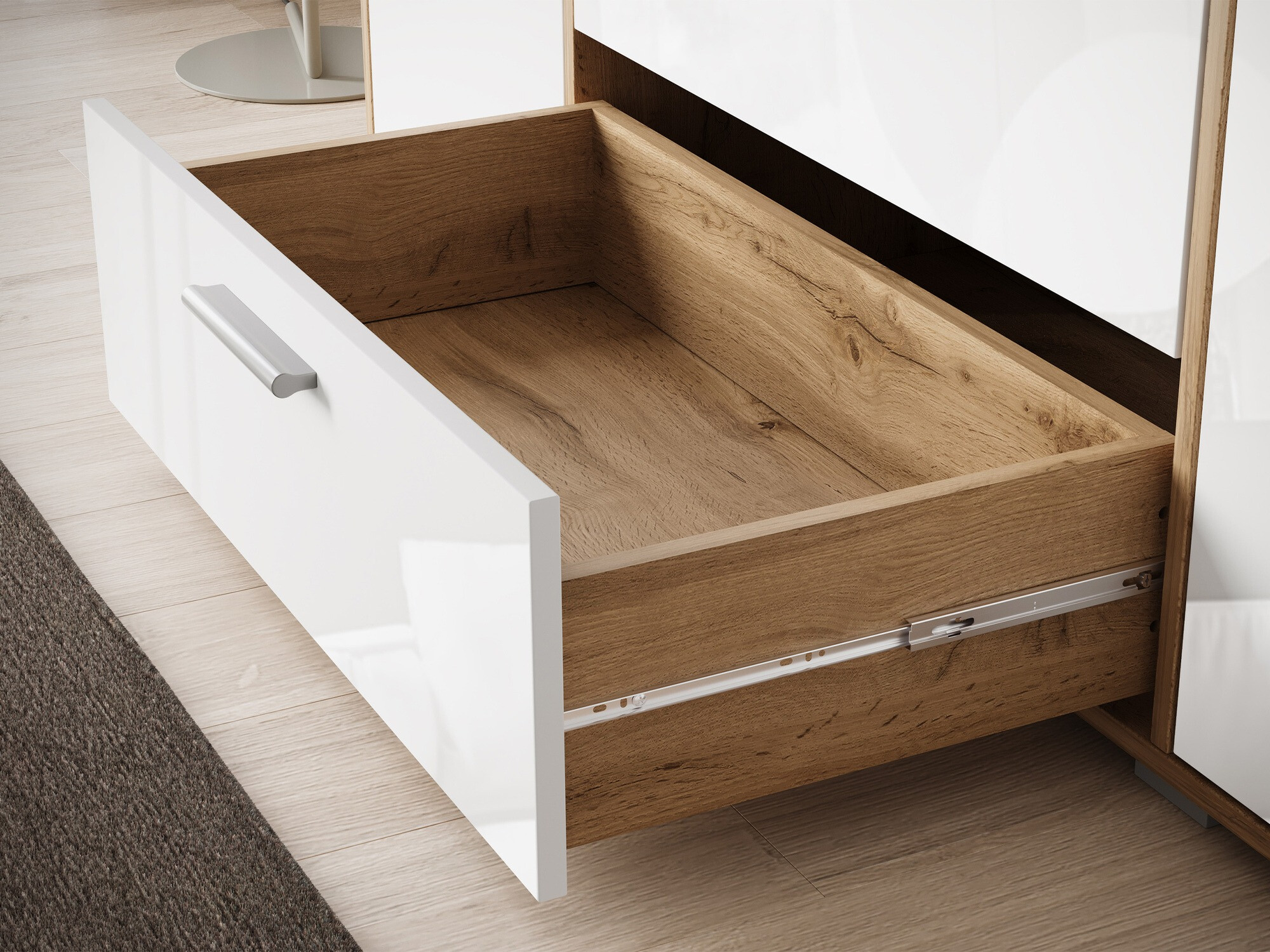 Komód Sarasota 174 (Wotan tölgy + Fényes fehér)