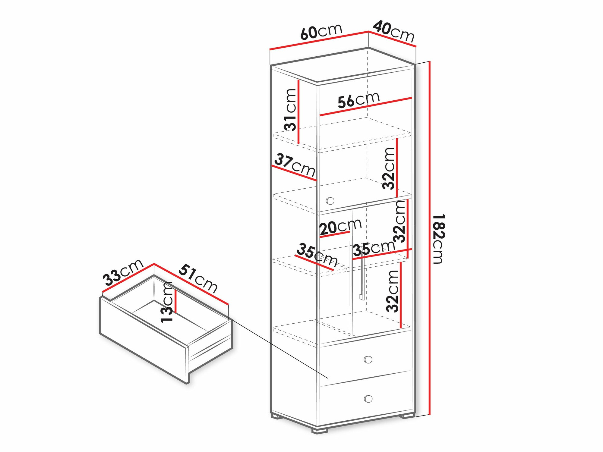 Könyvespolc Omaha U117