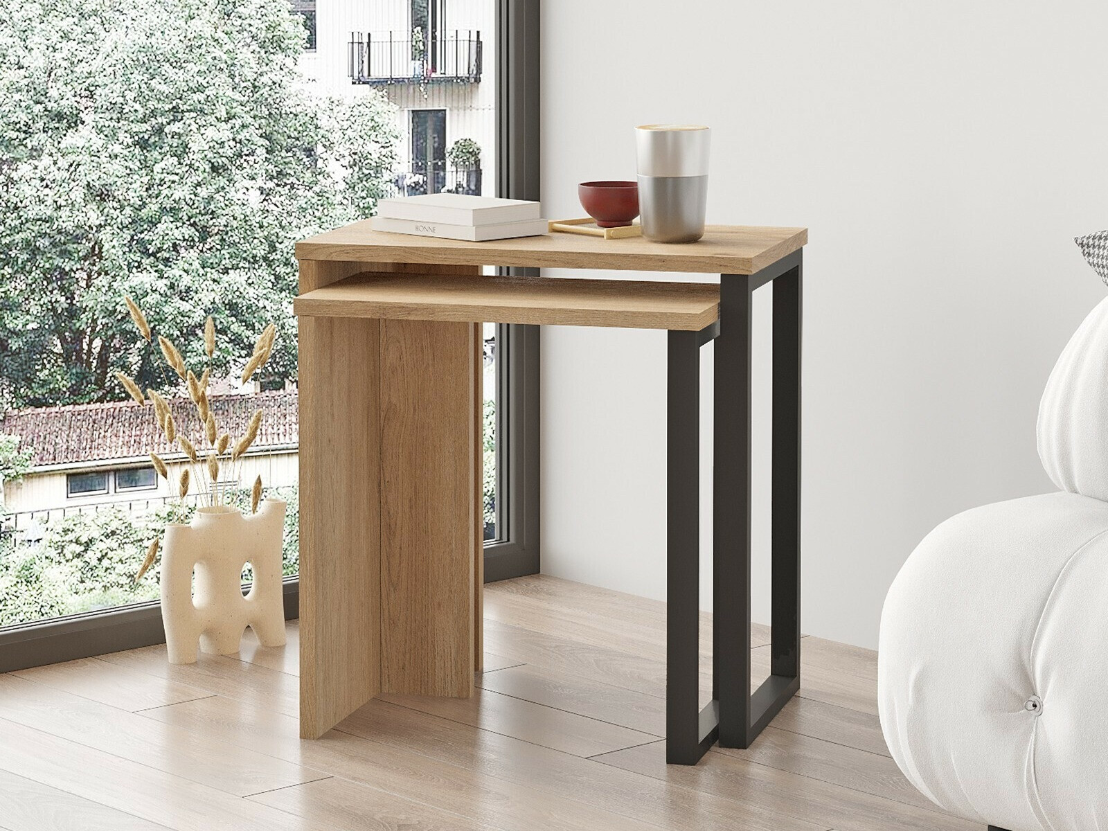 Oldalsó asztalok szett Fertore 106 (Dió)