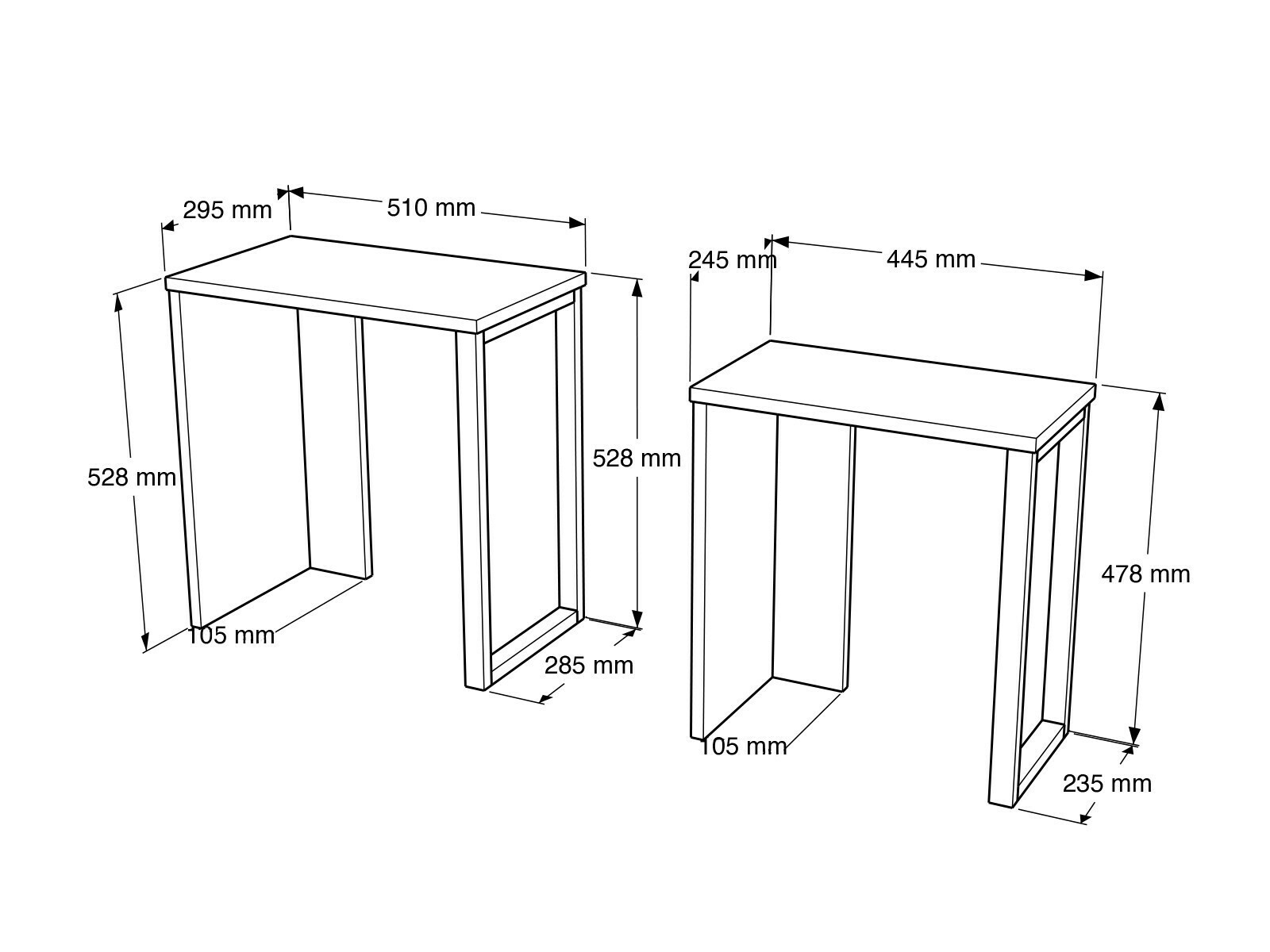 Oldalsó asztalok szett Fertore 106 (Dió)