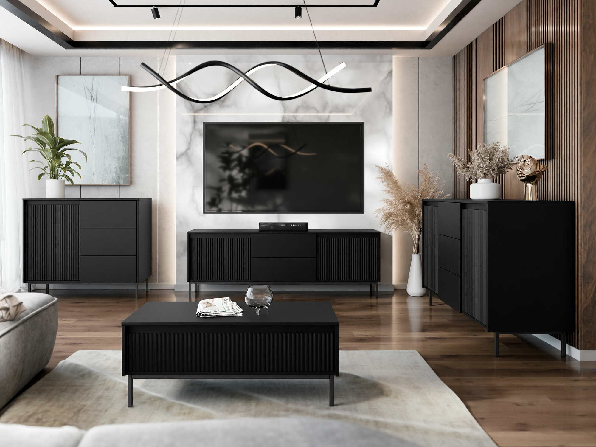 Komód Comfivo Delruva 101 (Fekete)