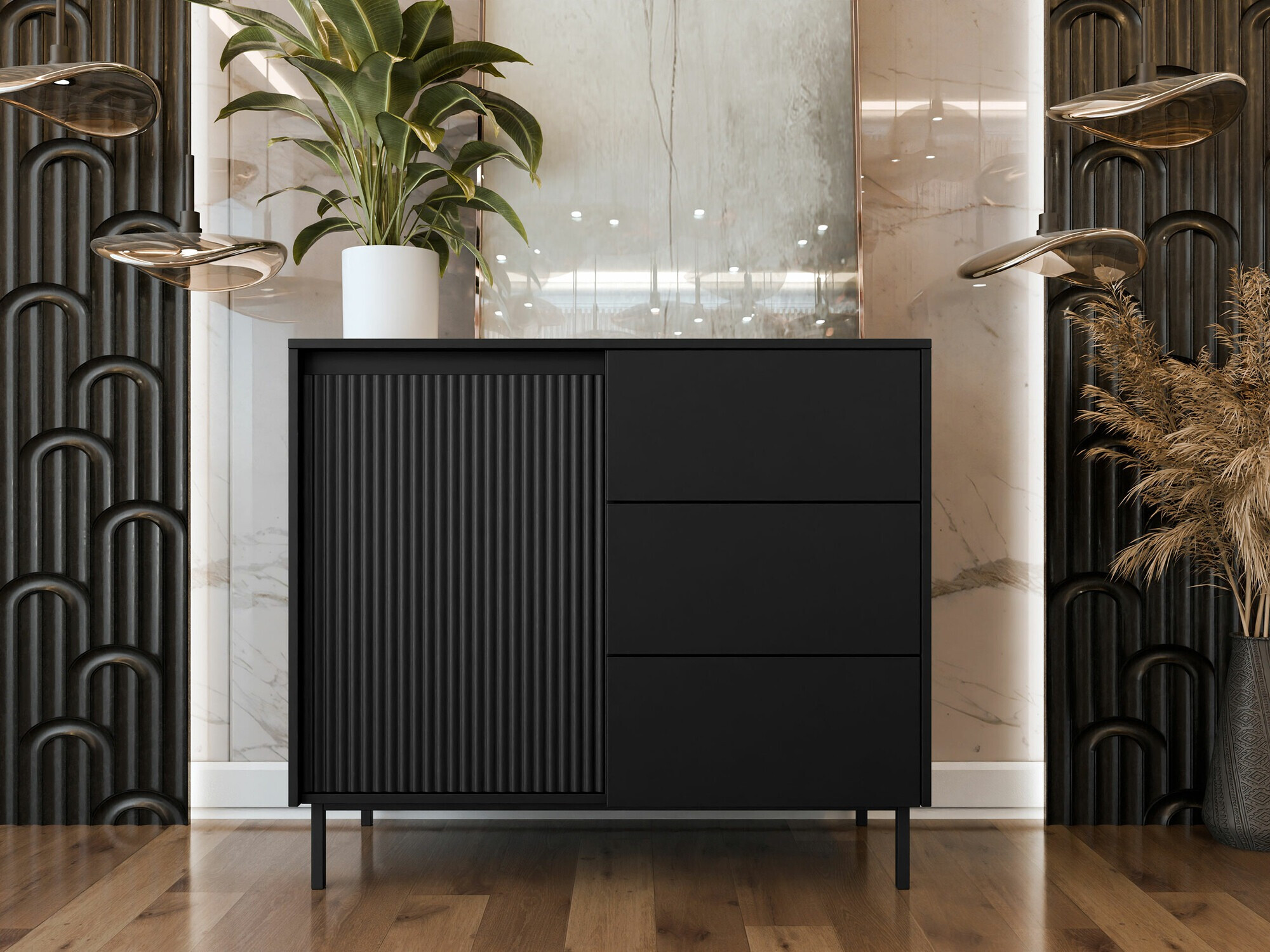 Komód Comfivo Delruva (Fekete)