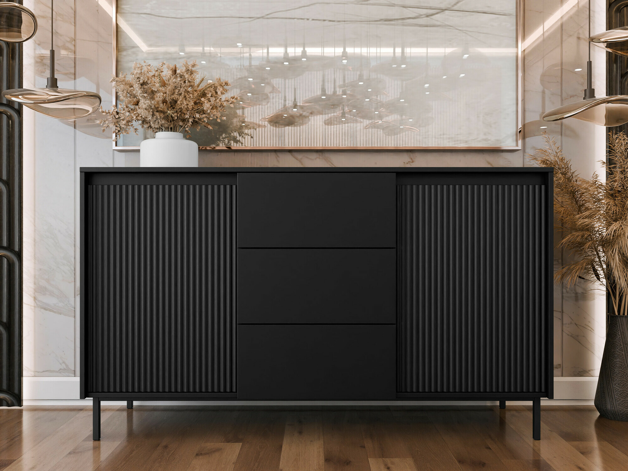 Komód Comfivo Delruva I (Fekete)