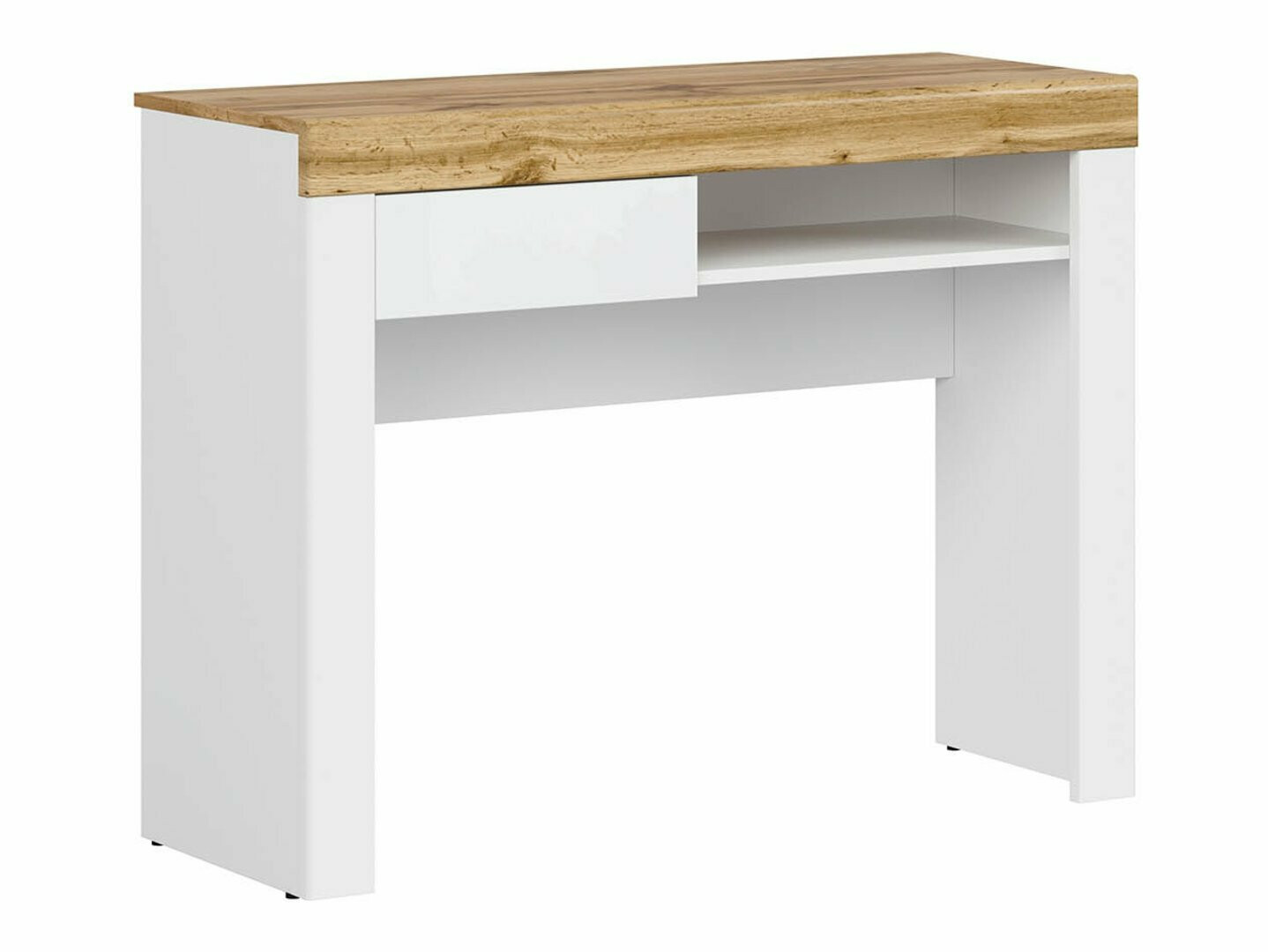 Íróasztal Sonsoru 131 (Fehér + Fényes fehér + Wotan tölgy)