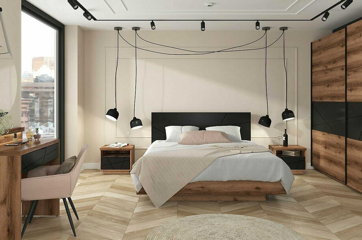 Íróasztal Fivale 121 (Sötét delanói tölgy + Matt fekete)