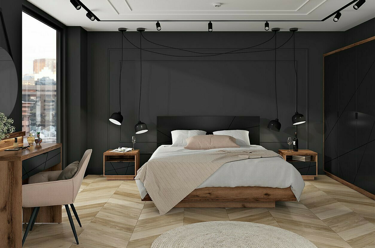 Íróasztal Fivale 121 (Sötét delanói tölgy + Matt fekete)