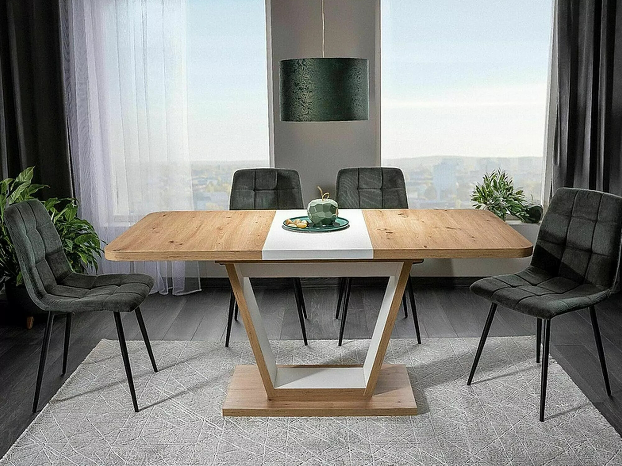 Asztal Detroit 135 (Artisan tölgy + Fehér)