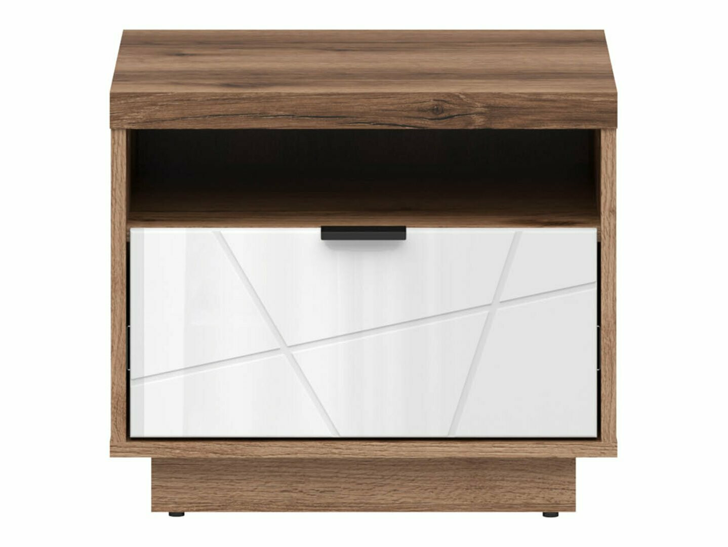 Éjjeliszekrény Fivale 115 (Sötét delanói tölgy + Fényes fehér)