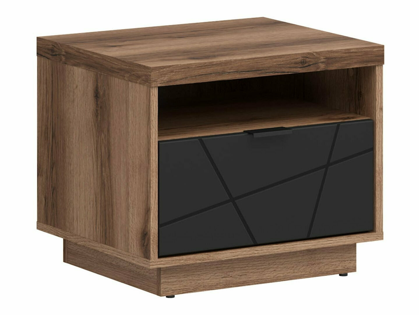 Éjjeliszekrény Fivale 115 (Sötét delanói tölgy + Matt fekete)