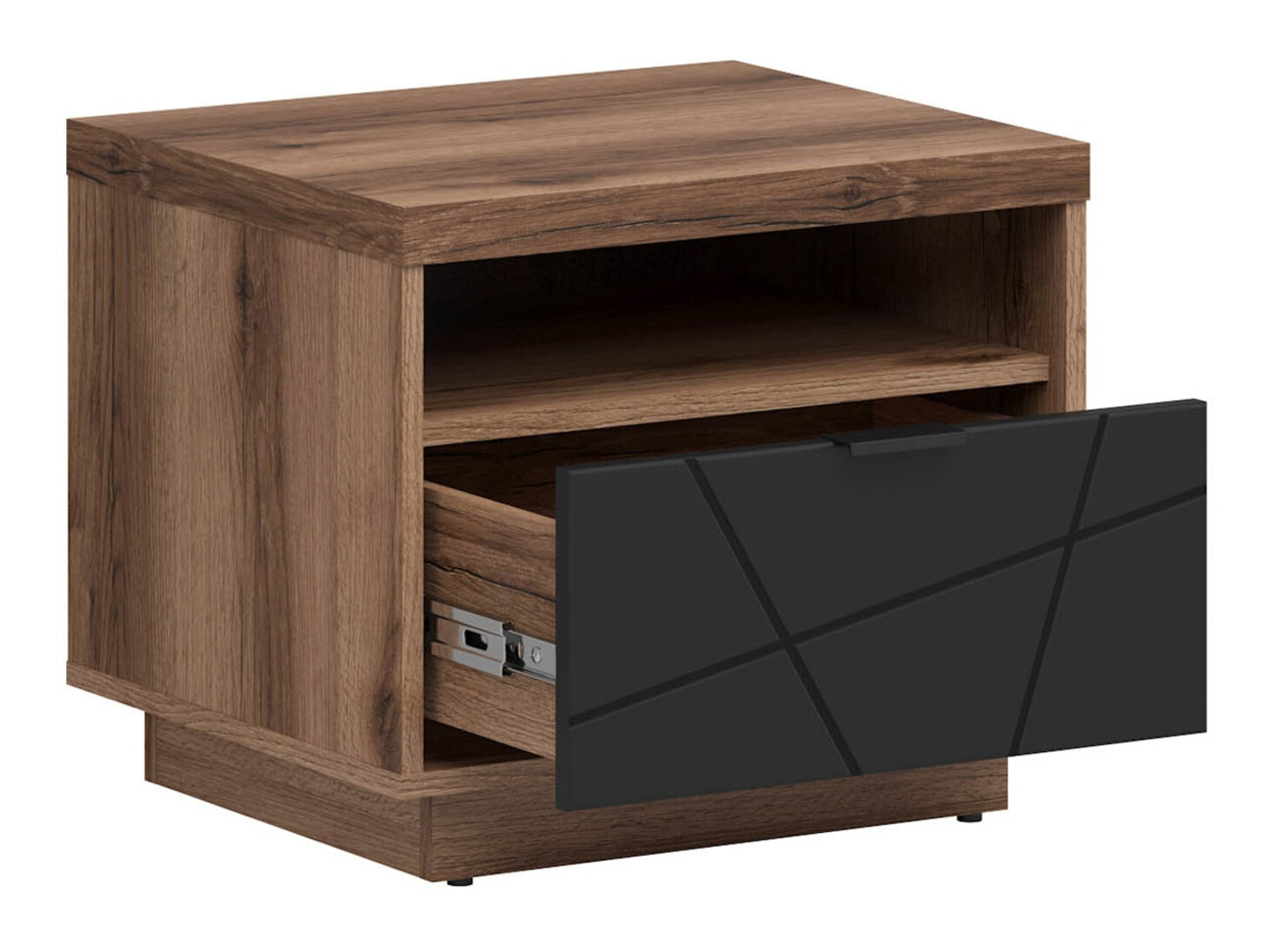 Éjjeliszekrény Fivale 115 (Sötét delanói tölgy + Matt fekete)