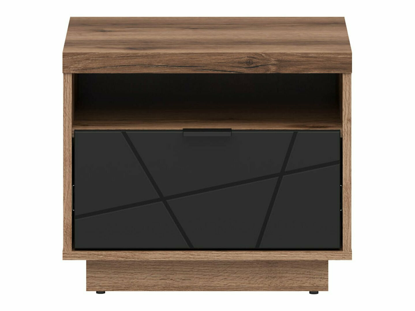 Éjjeliszekrény Fivale 115 (Sötét delanói tölgy + Matt fekete)