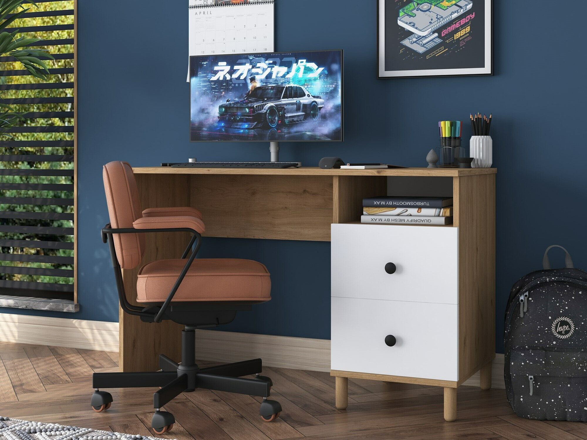 Íróasztal Catdelu 102 (Dió + Fehér)