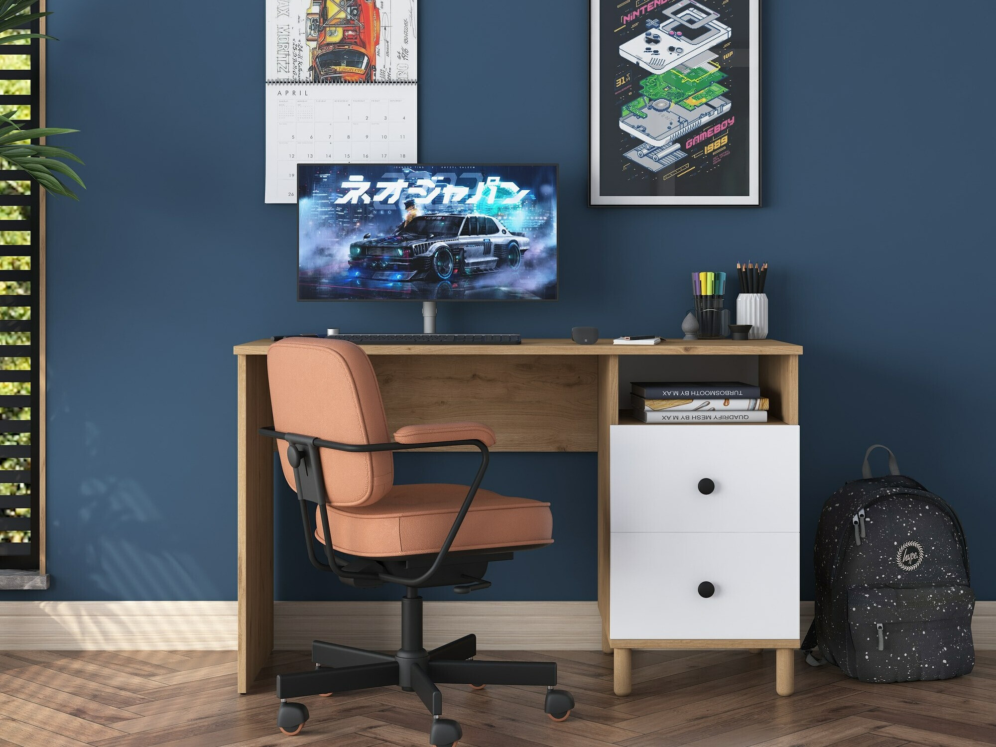 Íróasztal Catdelu 102 (Dió + Fehér)