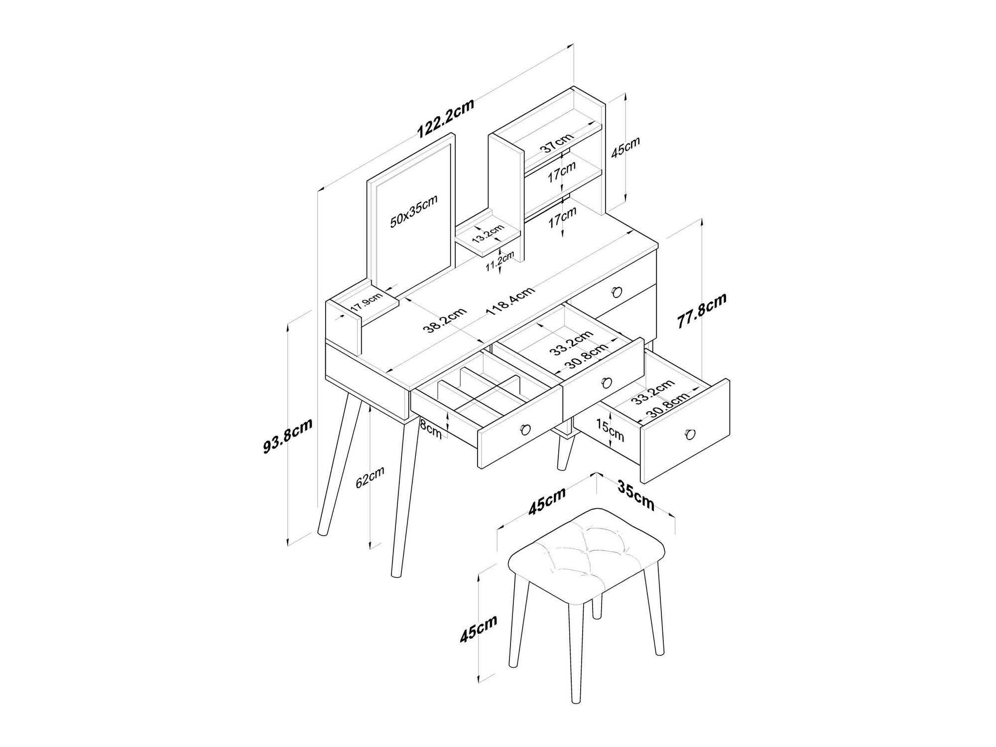 Fésülködő asztal Kailua 2112