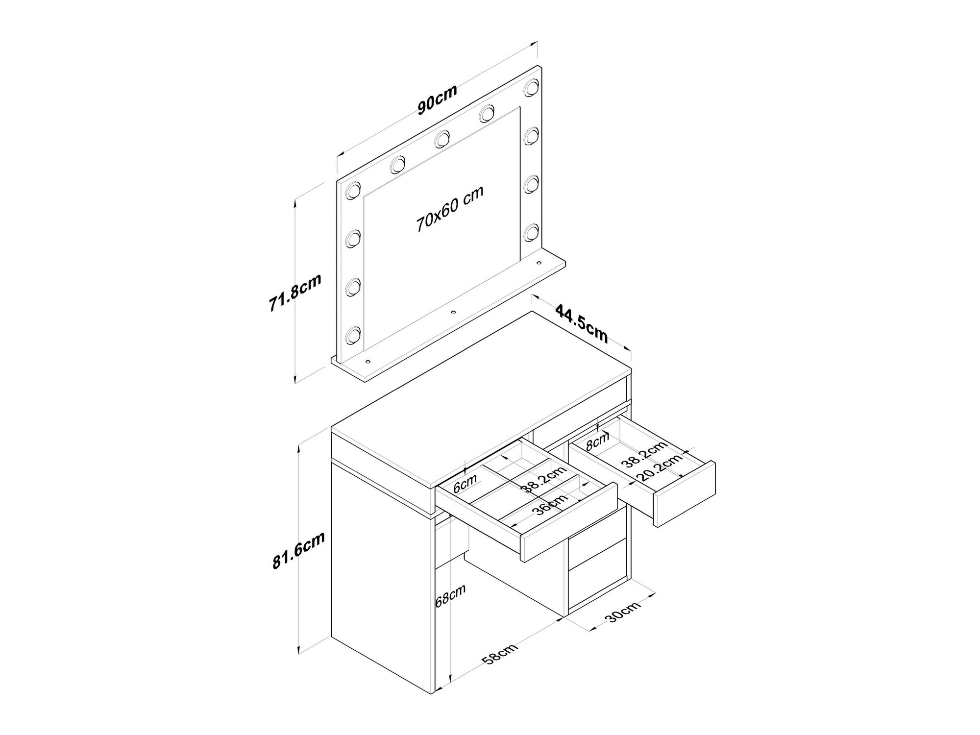 Fésülködő asztal Kailua 2116